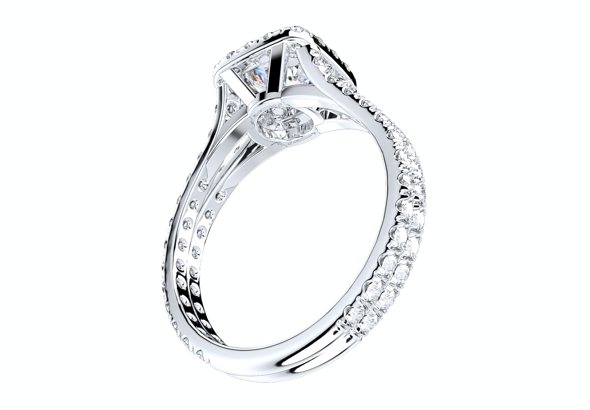 Diamond Round Halo Engagement Ring 3D CAD Design 3D Print Model-O-1-102