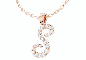 S Font Name Pendant With Diamond Setting-JDSS-SETTED 3D Print Model