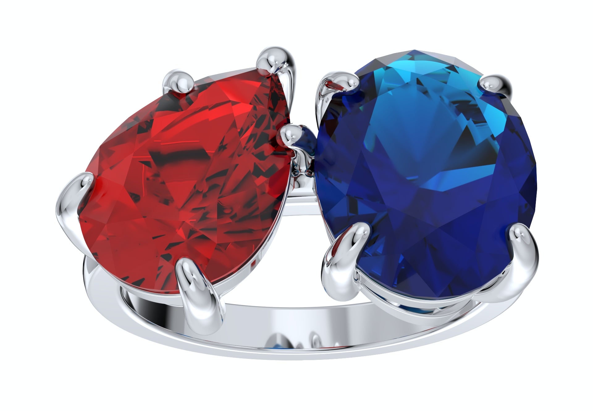 Cocktail Ring Design Sapphire Oval - Pear Ruby Gesmtone-JCNP-03 3D PRINT MODEL DOWNLOADABLE