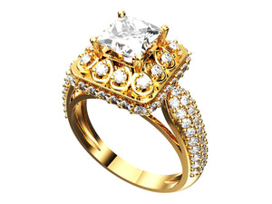 Princess Cut Diamond Halo Engagement Ring CAD-RPSV002 3D print model