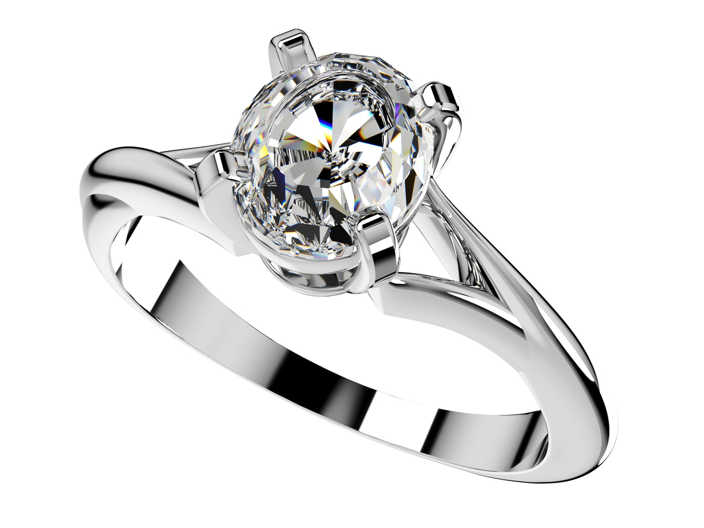 Twisted Oval Gemstone Engagement Ring 3D CAD Design-O11031OV 3D print model