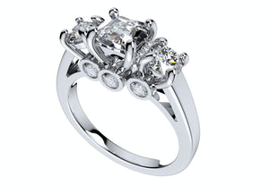 Cushion Side Round Diamonds Trilogy Ring Taper Shank-TCSRD-TP 3D Print Model