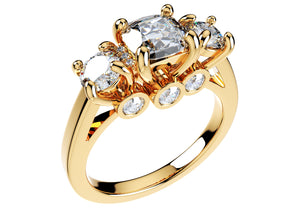 Cushion Side Round Diamonds Trilogy Engagement Ring - TCSRD-ST 3D Print Model