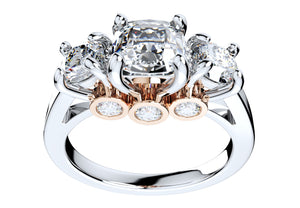 Cushion Side Round Diamonds Trilogy Engagement Ring - TCSRD-ST 3D Print Model