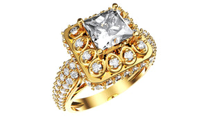 Princess Cut Diamond Halo Engagement Ring CAD-RPSV002 3D print model