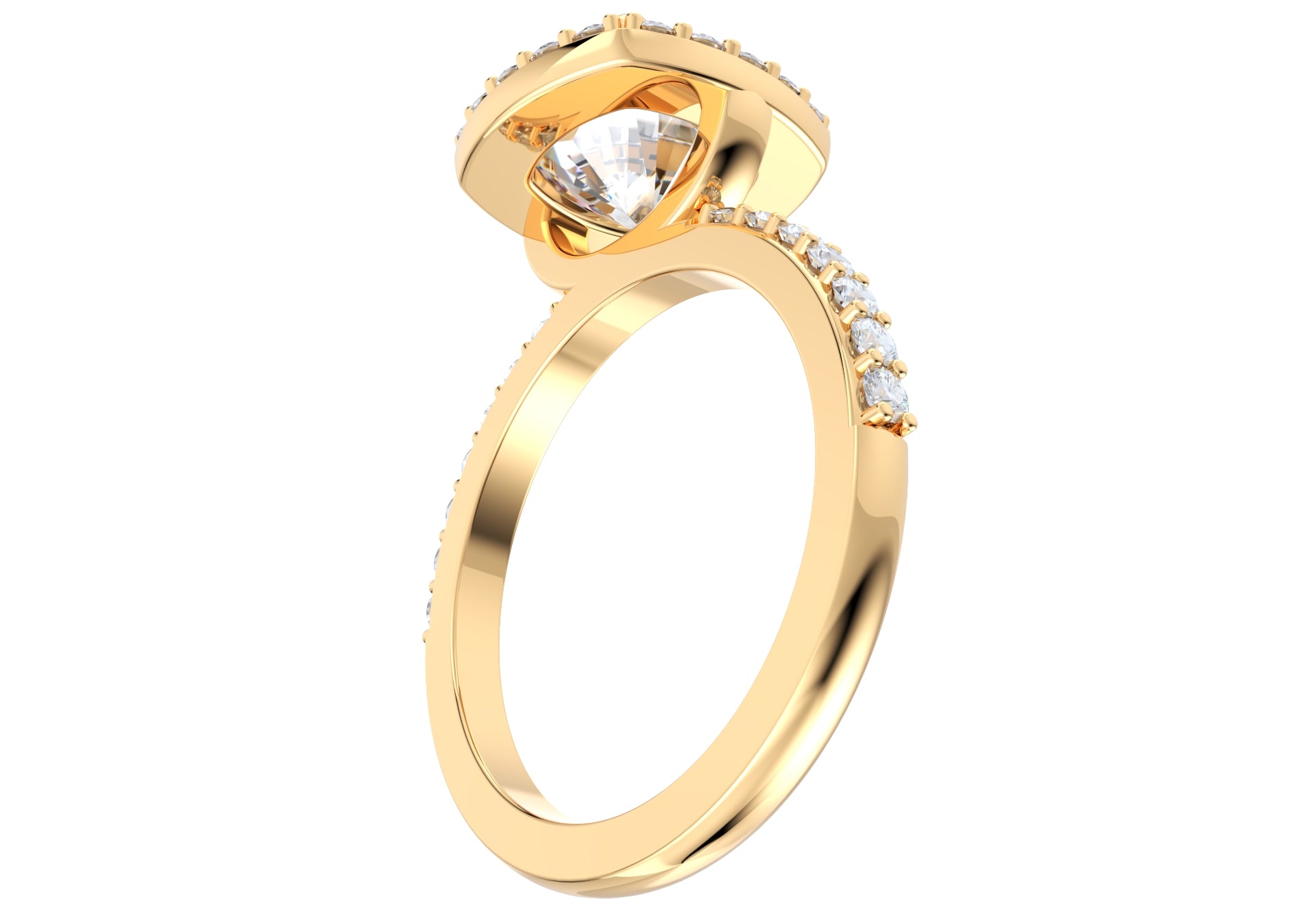 Cushion Cut Diamond Halo Engagement Ring-JCNP-01 3D MODEL
