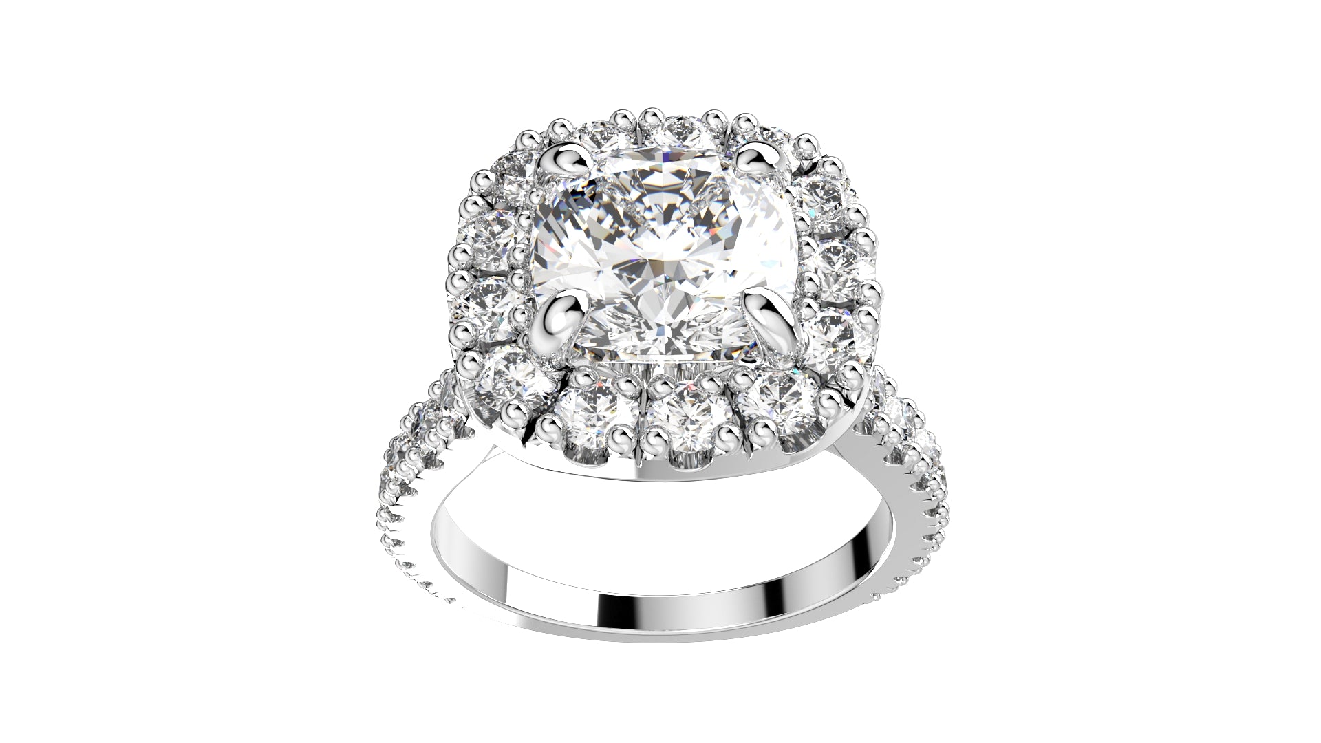 Halo Diamond Cushion Cut Engagement Ring CAD Design-O-1-109