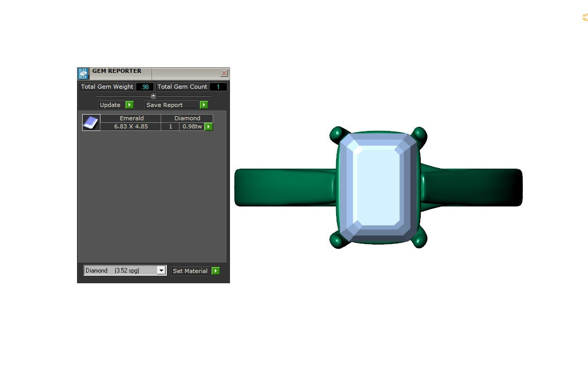 Emerald Cut Engagement Ring 3D CAD Model-O1-105