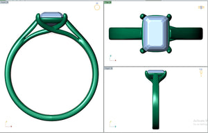 Emerald Cut Engagement Ring 3D CAD Model-O1-105