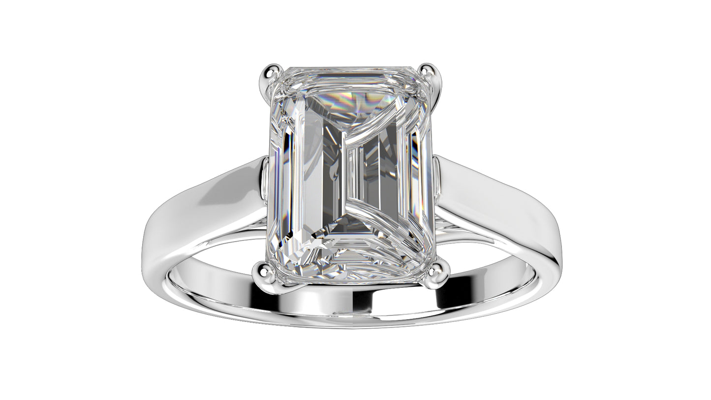 Emerald Cut Engagement Ring 3D CAD Model-O1-105