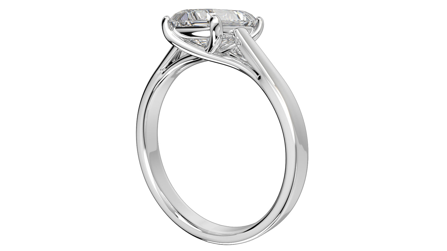 Emerald Cut Engagement Ring 3D CAD Model-O1-105