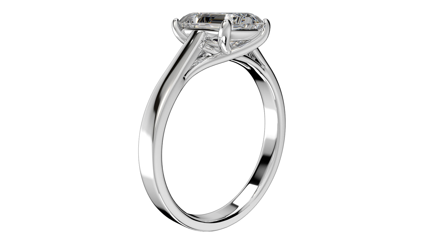 Emerald Cut Engagement Ring 3D CAD Model-O1-105