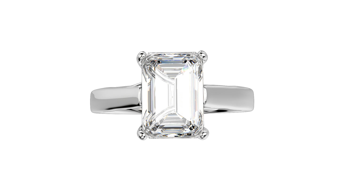 Emerald Cut Engagement Ring 3D CAD Model-O1-105