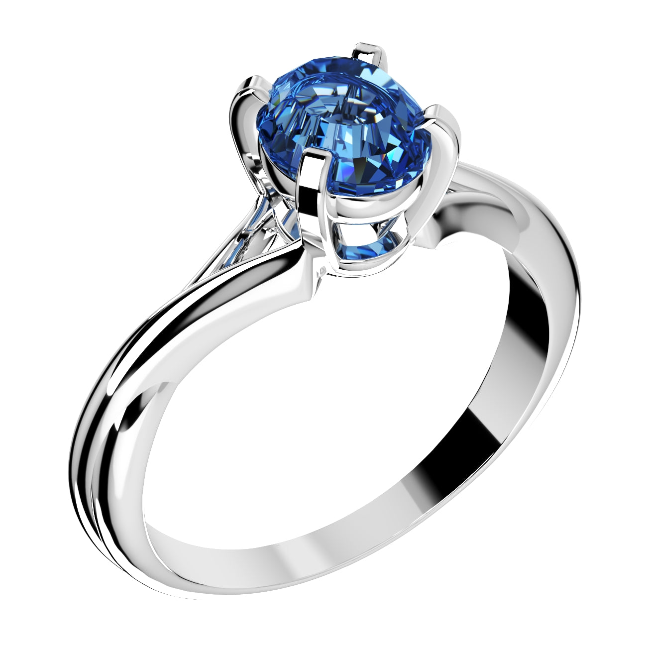 Twisted Oval Gemstone Engagement Ring 3D CAD Design-O11031OV 3D print model