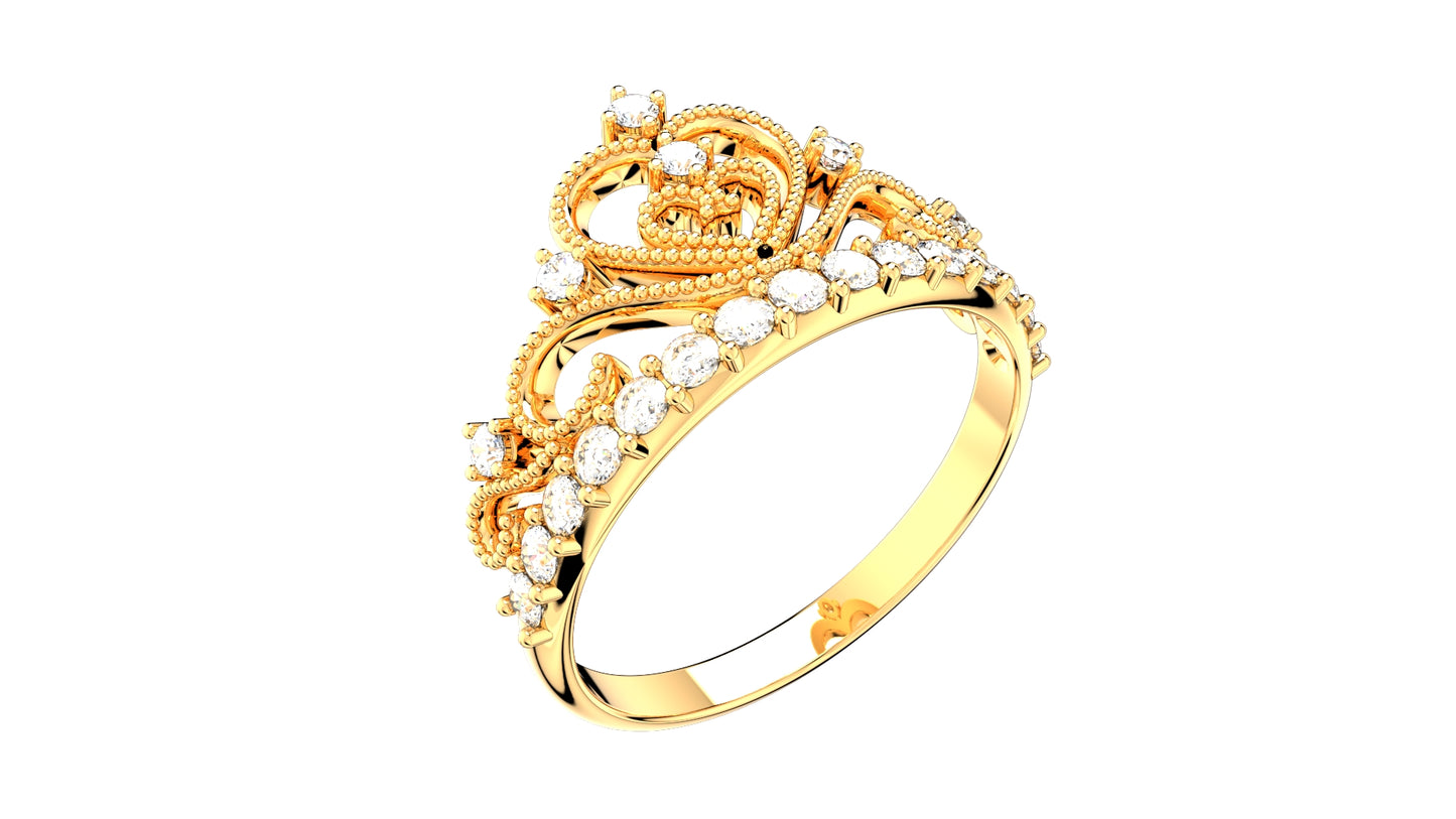 Crown Beads Ring Women Ring Fine Jewelry 3D CAD Design-O1A001M