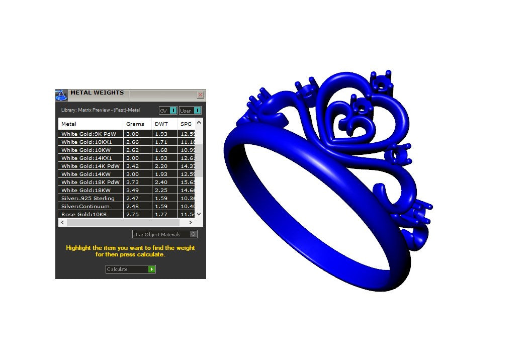 Crown Ring Women Ring Fine Jewelry 3D CAD Design-O1A001