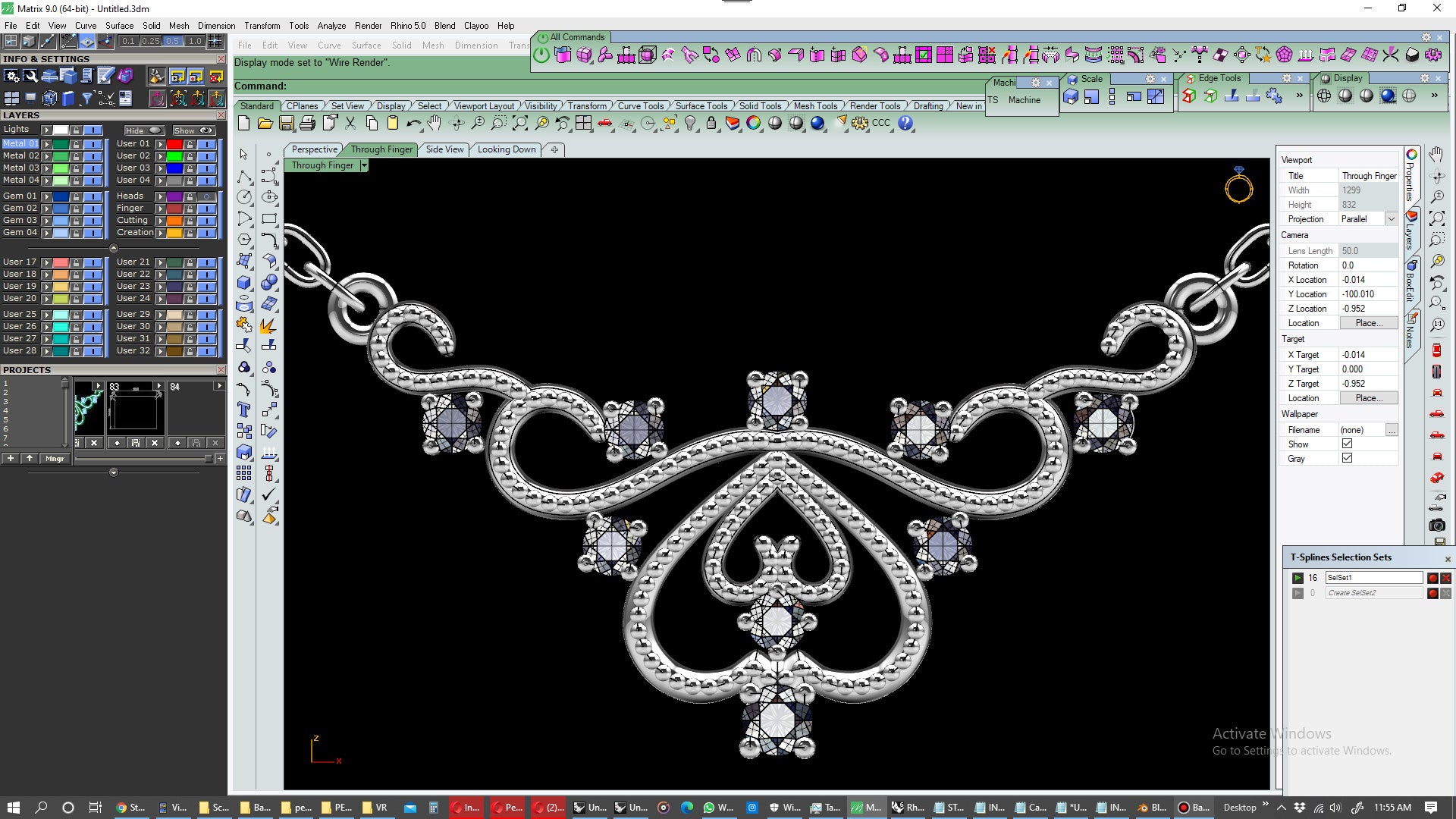 Crown Beads Necklace Patterns With Diamonds 3D CAD Design-O1A003M