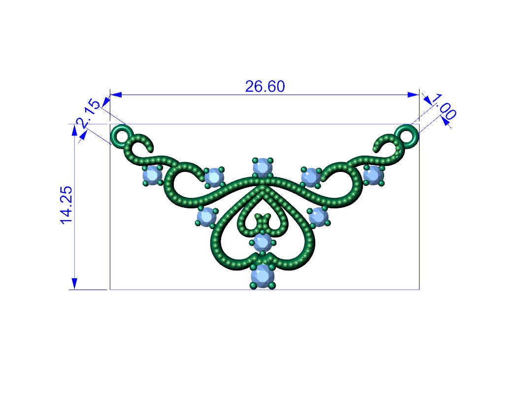 Crown Beads Necklace Patterns With Diamonds 3D CAD Design-O1A003M