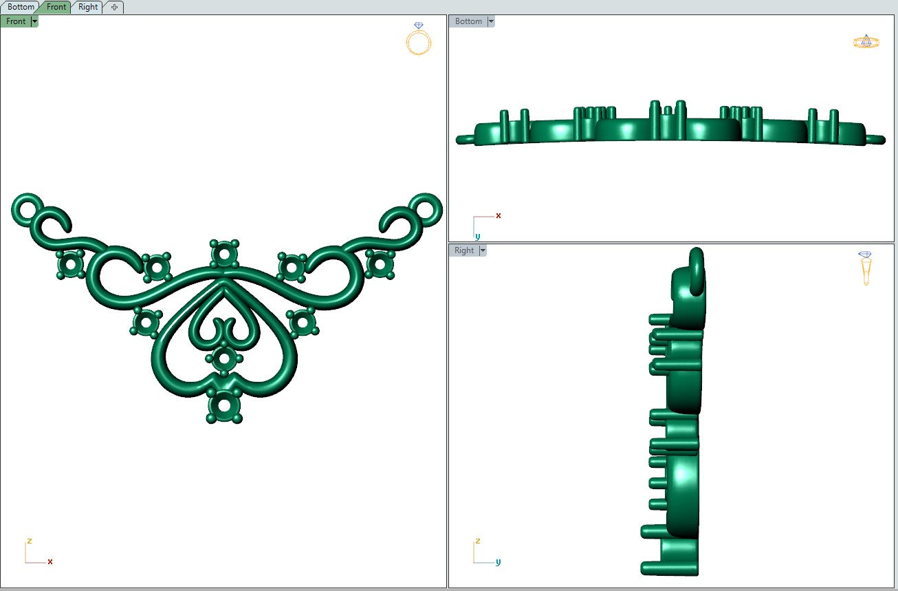 Crown Pendant Necklace Patterns With Diamonds 3D CAD Design-O1A003