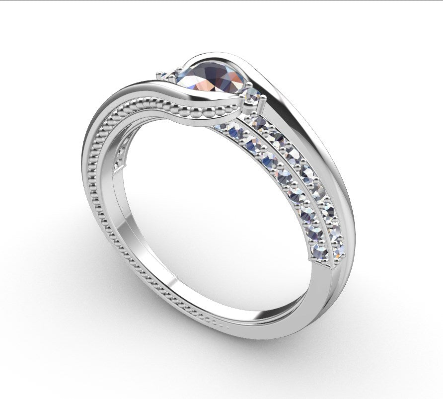 Engagement Solitaire Ring Bezel Setting Center Stone-RPSV001