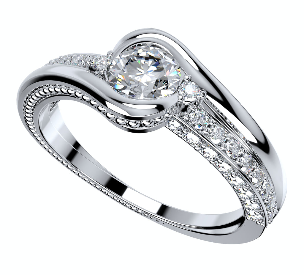 Engagement Solitaire Ring Bezel Setting Center Stone-RPSV001