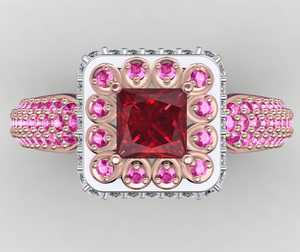Princess Cut Diamond Halo Engagement Ring CAD-RPSV002 3D print model