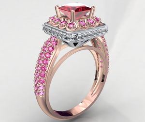 Princess Cut Diamond Halo Engagement Ring CAD-RPSV002 3D print model