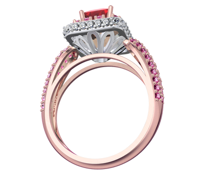 Princess Cut Diamond Halo Engagement Ring CAD-RPSV002 3D print model