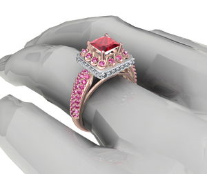 Princess Cut Diamond Halo Engagement Ring CAD-RPSV002 3D print model