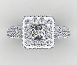 Princess Cut Diamond Halo Engagement Ring CAD-RPSV002 3D print model