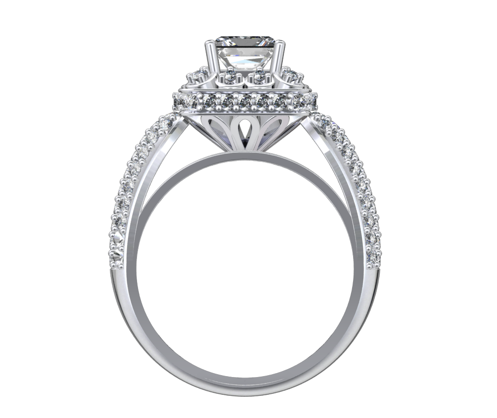 Princess Cut Diamond Halo Engagement Ring CAD-RPSV002 3D print model