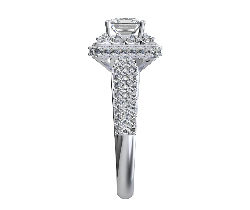 Princess Cut Diamond Halo Engagement Ring CAD-RPSV002 3D print model