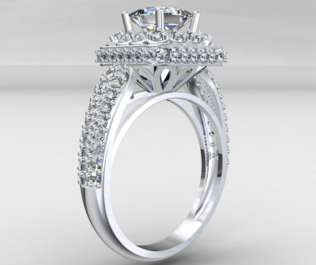 Princess Cut Diamond Halo Engagement Ring CAD-RPSV002 3D print model