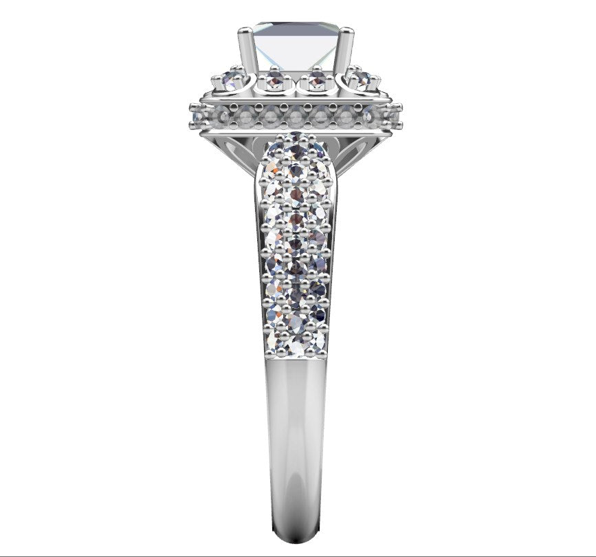 Princess Cut Diamond Halo Engagement Ring CAD-RPSV002 3D print model