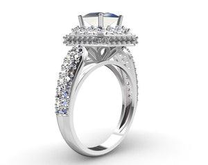 Princess Cut Diamond Halo Engagement Ring CAD-RPSV002 3D print model