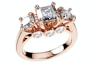 Princess Side Round Diamonds Trilogy Ring Italian Shank-TPSRD-IT 3D Print Model