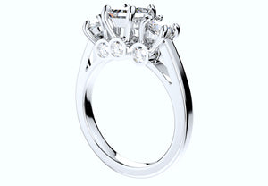 Princess Side Round Diamonds Trilogy Ring Straight Shank-TPSRD-ST 3D Print Model