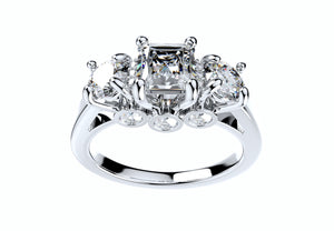 Princess Side Round Diamonds Trilogy Ring Taper Shank-TPSRD-TP 3D Print Model